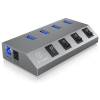 Raidsonic USB Hub External IB-HUB1405 4 ports USB 3 Black